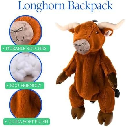 The Petting Zoo Longhorn Stuffed Animal Plushie Backpack