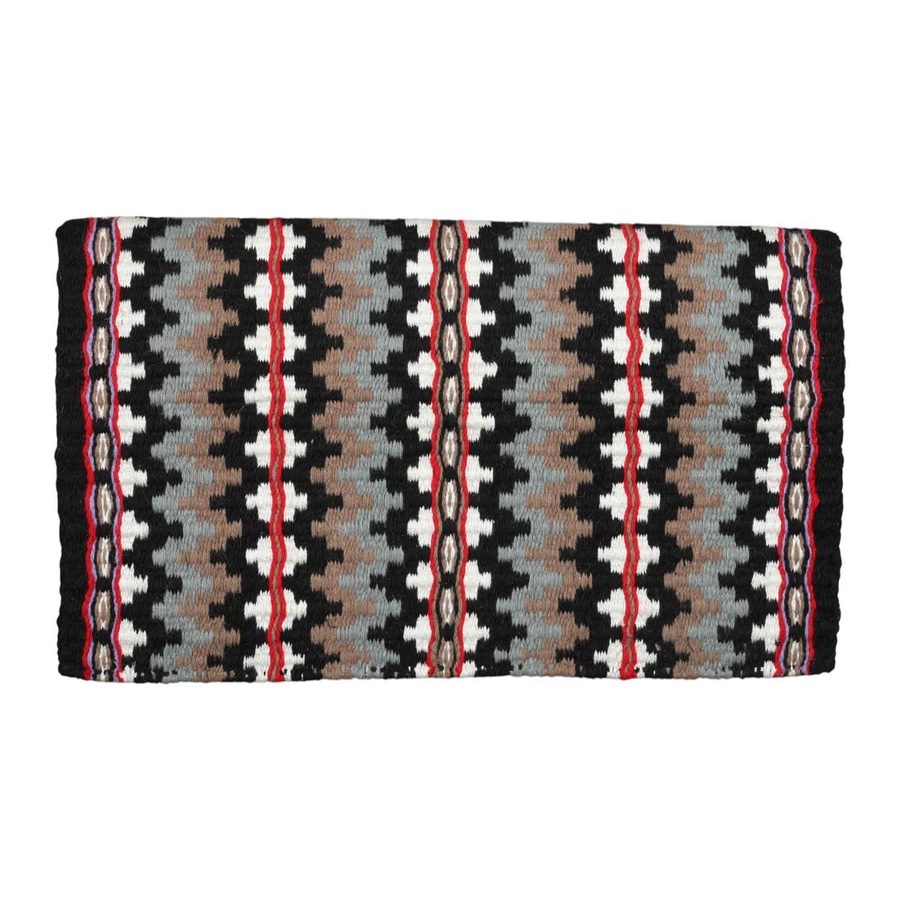 TuffRider Choctaw Double Weave Saddle Blanket-Black/White/Red-34 x 40 Inch