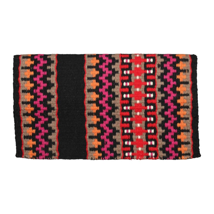 TUFFRider Lubbock Double Weave Saddle Blanket-Black/Pink/Orange-34 x 40 Inch