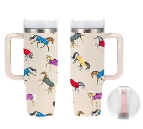 AWST Int'L Lila Horses in Blankets Stainless Steel Drink Mug